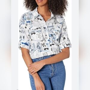 Karl Lagerfeld Paris Graphic Button Down Shirt | Large